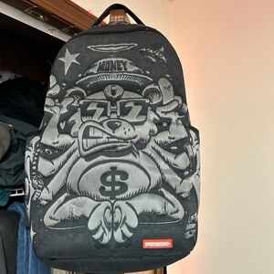 Sprayground Black and Gray Graphic Backpack